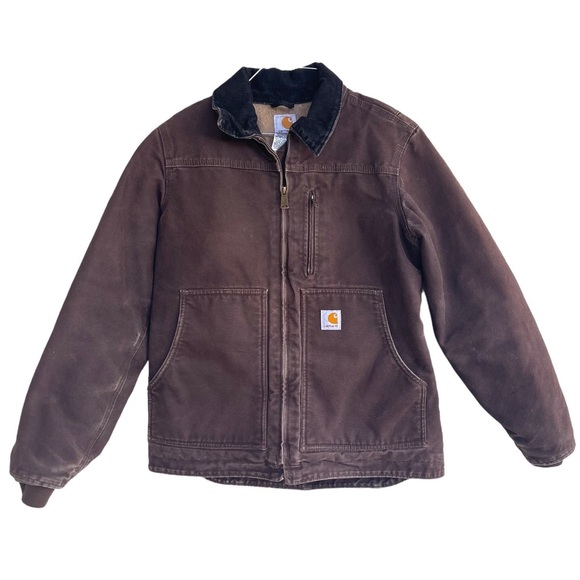 Carhartt Jackets & Blazers - Carhartt Women’s Size XS Brown Chore Coat Jacket WC061 DKB Lined Corduroy Collar